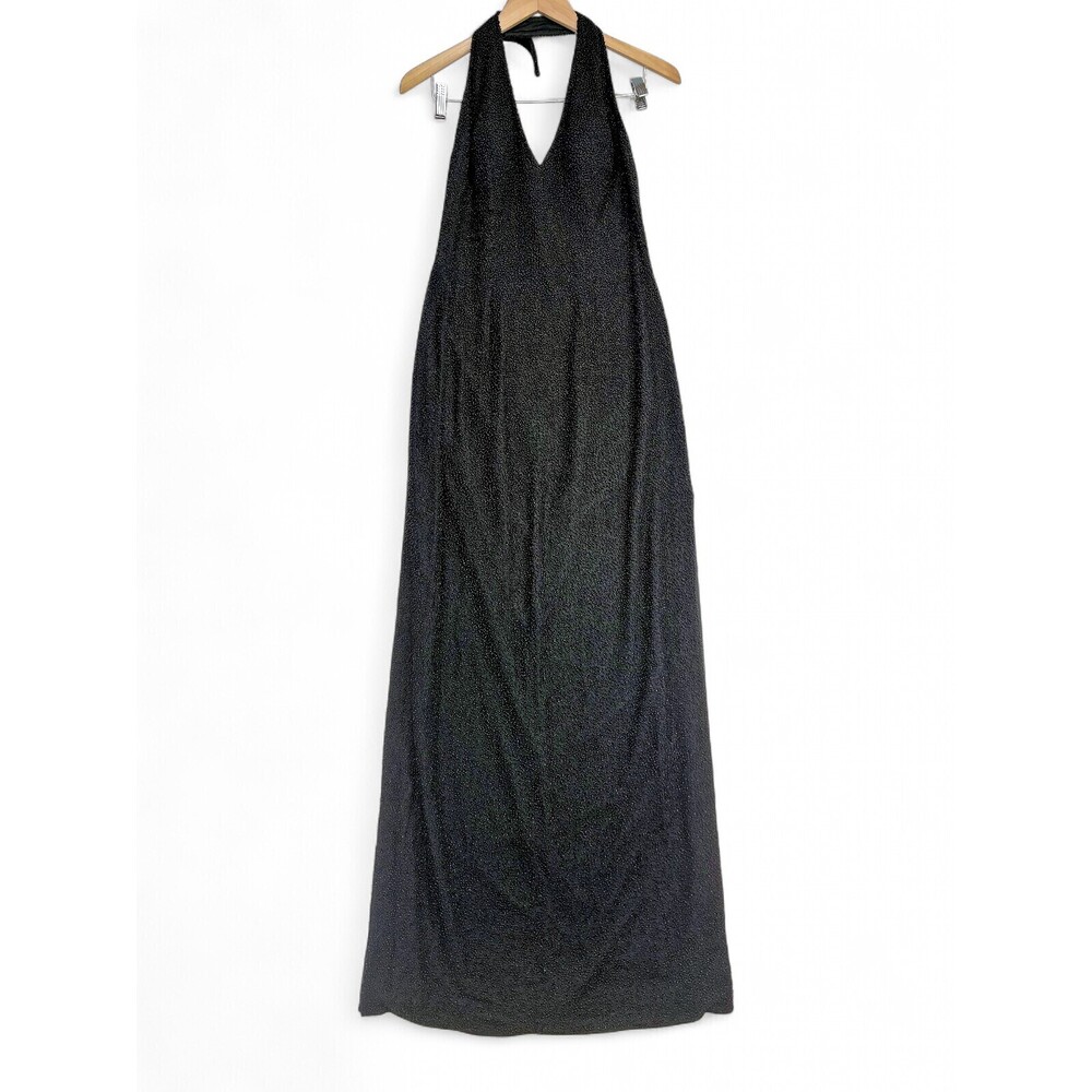 Sean Collection Black Silk Halter Prom‎ Gown Size 4